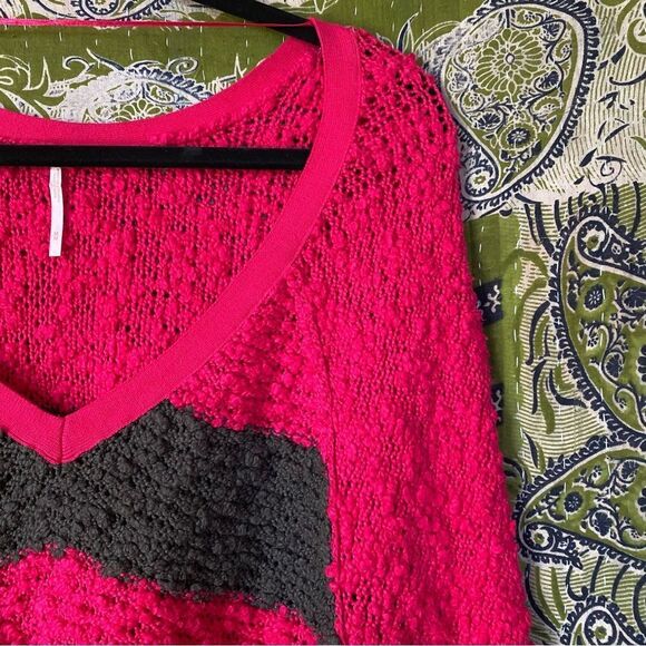NWOT Free People Pink and Gray Songbird Striped Sweater Size Medium - Picture 6 of 14